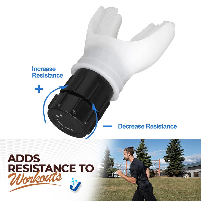Lung Breathing Trainer – Portable Silicone Respiratory Muscle Exerciser with Adjustable Resistance Dial