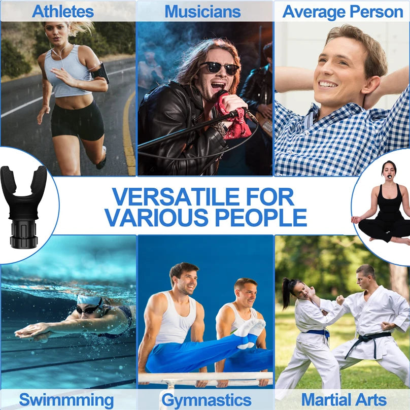 Lung Breathing Trainer – Portable Silicone Respiratory Muscle Exerciser with Adjustable Resistance Dial