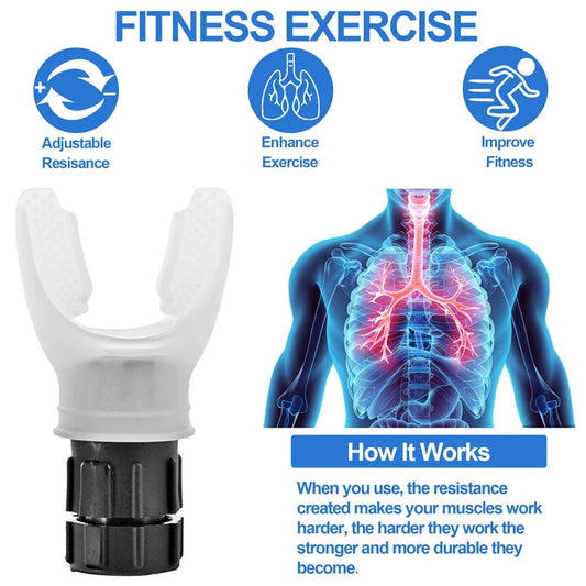 Lung Breathing Trainer – Portable Silicone Respiratory Muscle Exerciser with Adjustable Resistance Dial